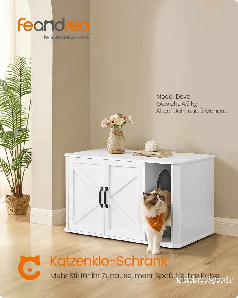Cat House – Dubbeldörrar med handtag – Molnvit - Bild 2