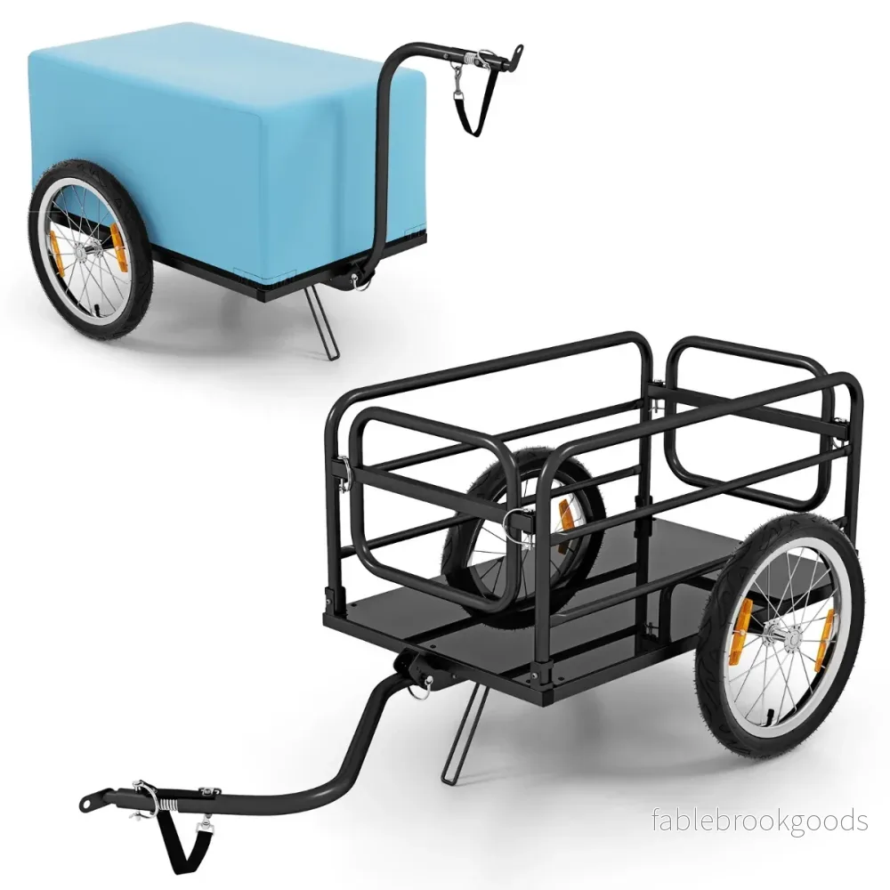 Cykelsläp – Lastvagn Vikbar med lock och koppling reflektorer – 145,5 x 61 x 58 cm – Svart - Bild 2