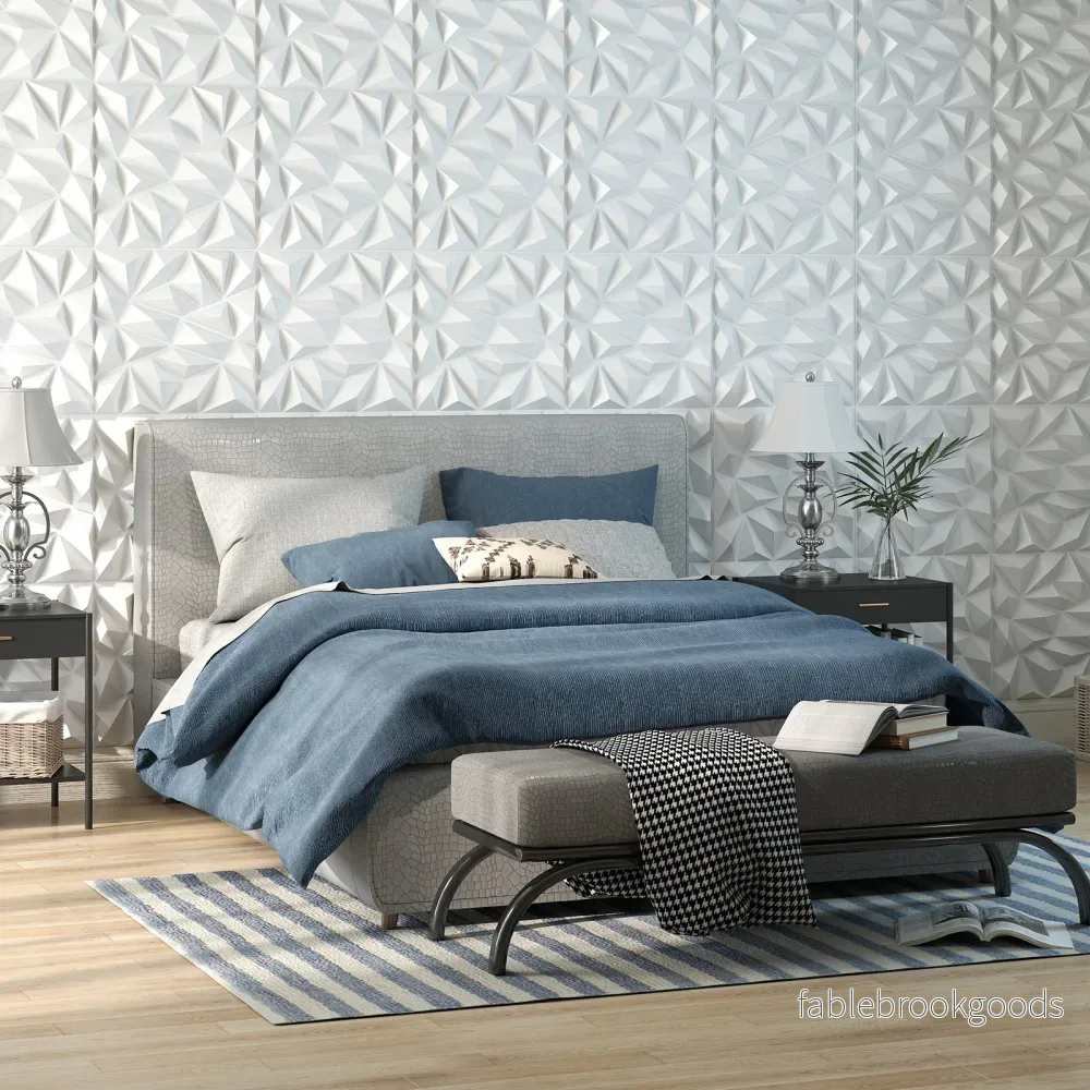 stycken – 3D väggpaneler diamant väggbeklädnad väggdekoration 5m² – 20 50 x 50 cm – Vit - Bild 3