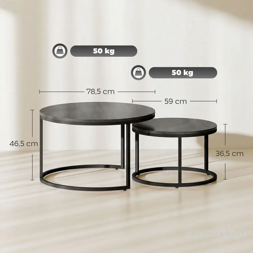 Soffbordsset med hopfällbara ställningar, metallram, träfinish - Bild 3