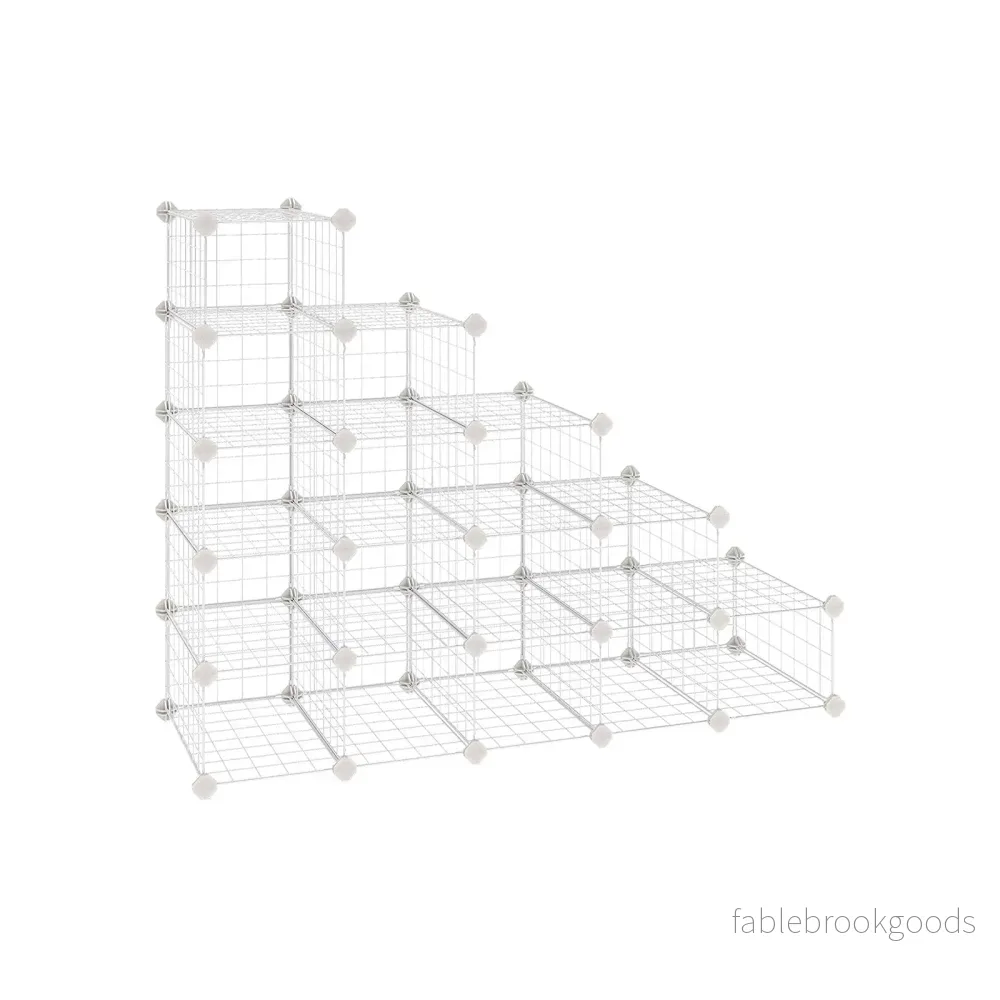 Skoställ – 15 metalltrådsfack – Vit Skoställ – 15 metalltrådsfack – Vit