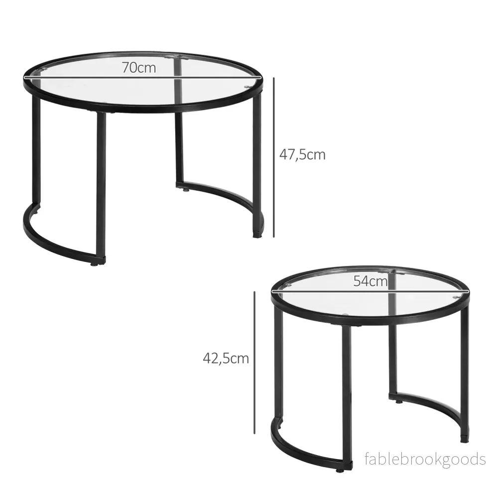 Soffbordsset om 2 – Svart stålstomme, härdat glas - Bild 3