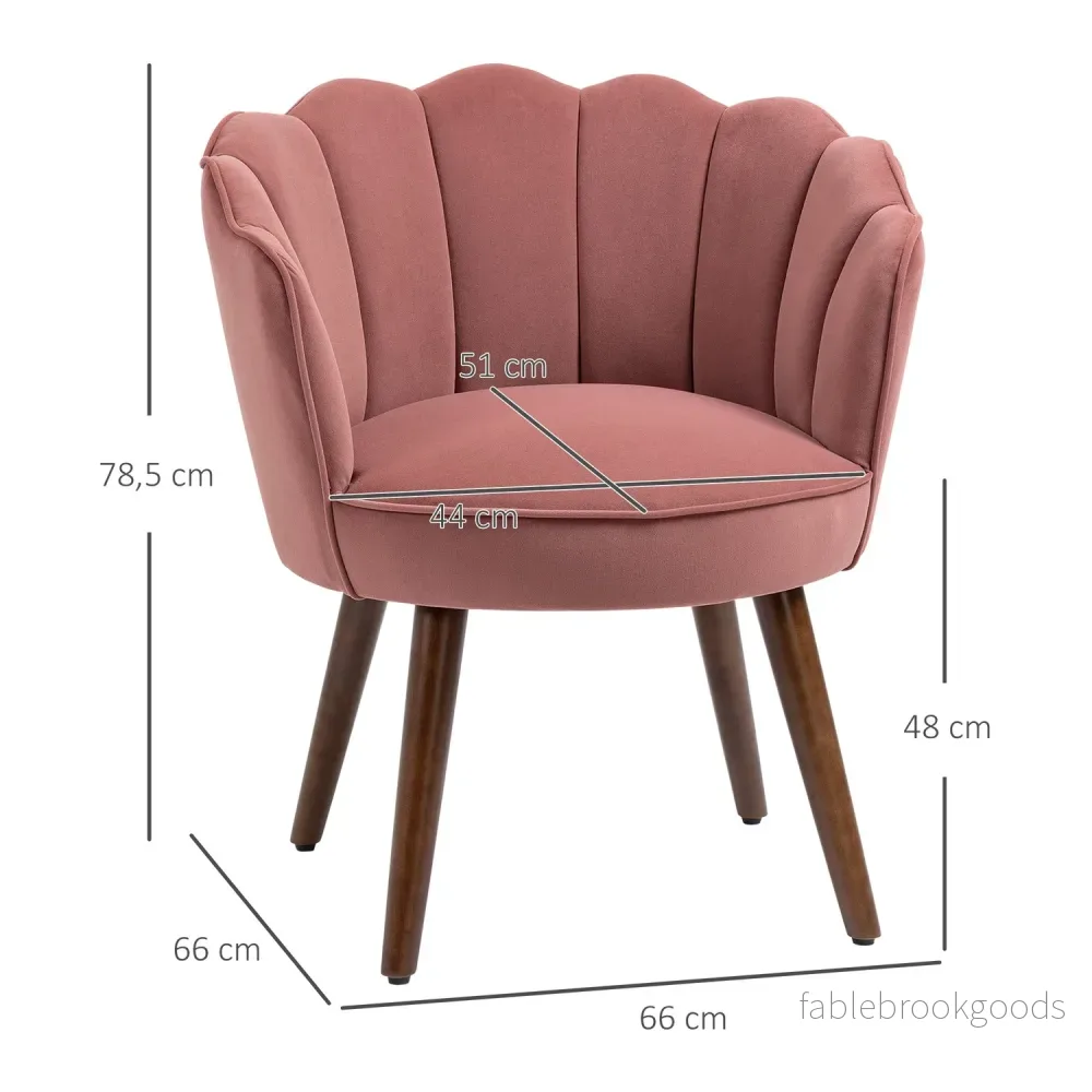 Rosa fåtölj med ryggstöd – polyester, gummiträ - Bild 3