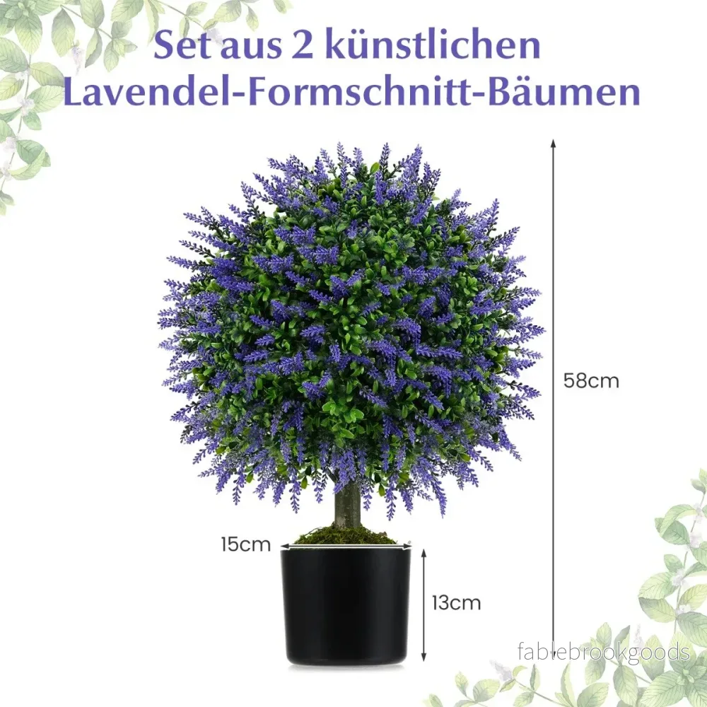 stycken – konstväxt med lavendeltträd i och buxbomblad konstträd kruka – 2 58 cm – Lila - Bild 2