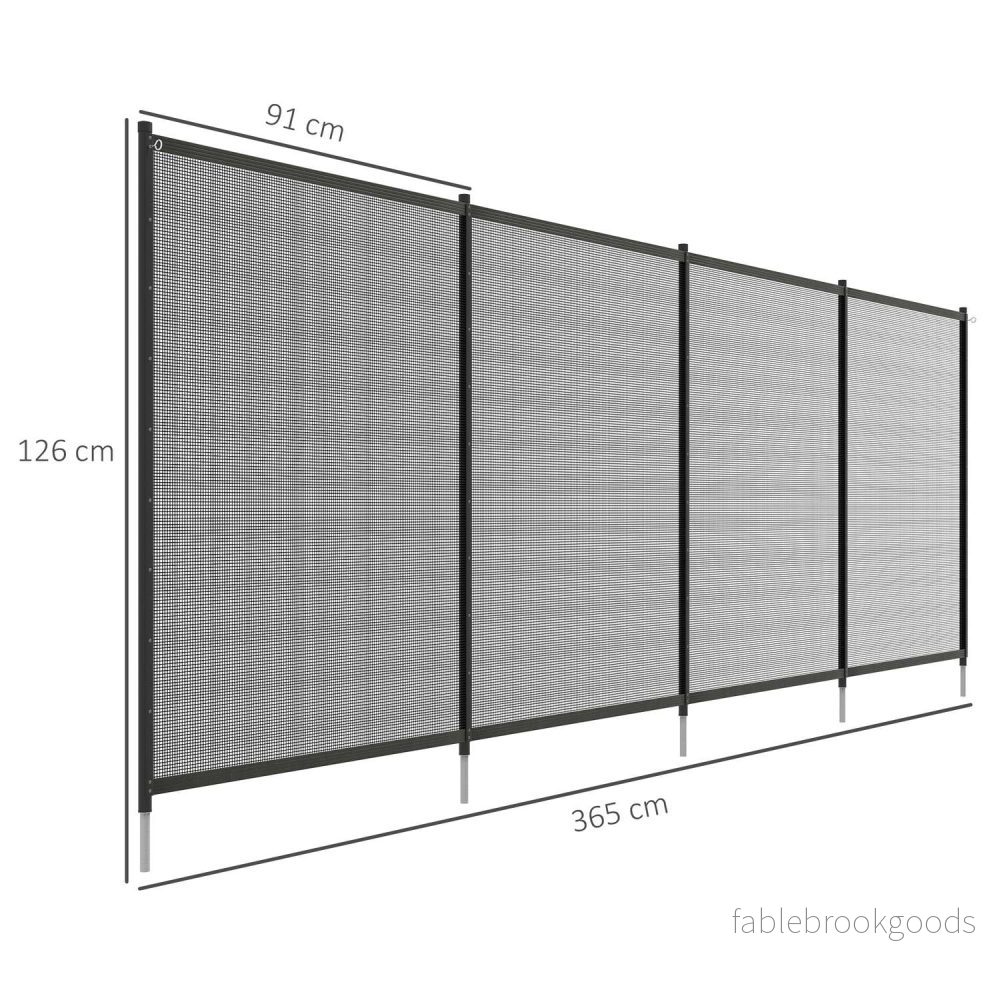 Svart trädgårds- och poolstaket 365x126 cm, Set med 4 paneler - Bild 3