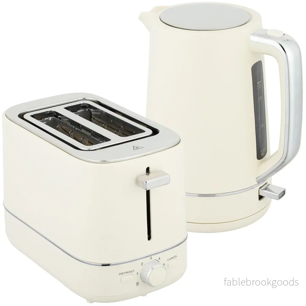 Vattenkokare och brödrostset, 1,7 l, 6 bryningsnivåer, beige