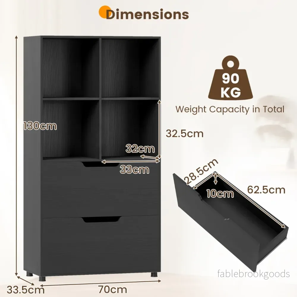 Kub – Bokhylla med Låda steg fristående – 4 2 130 cm 5 – Svart - Bild 2