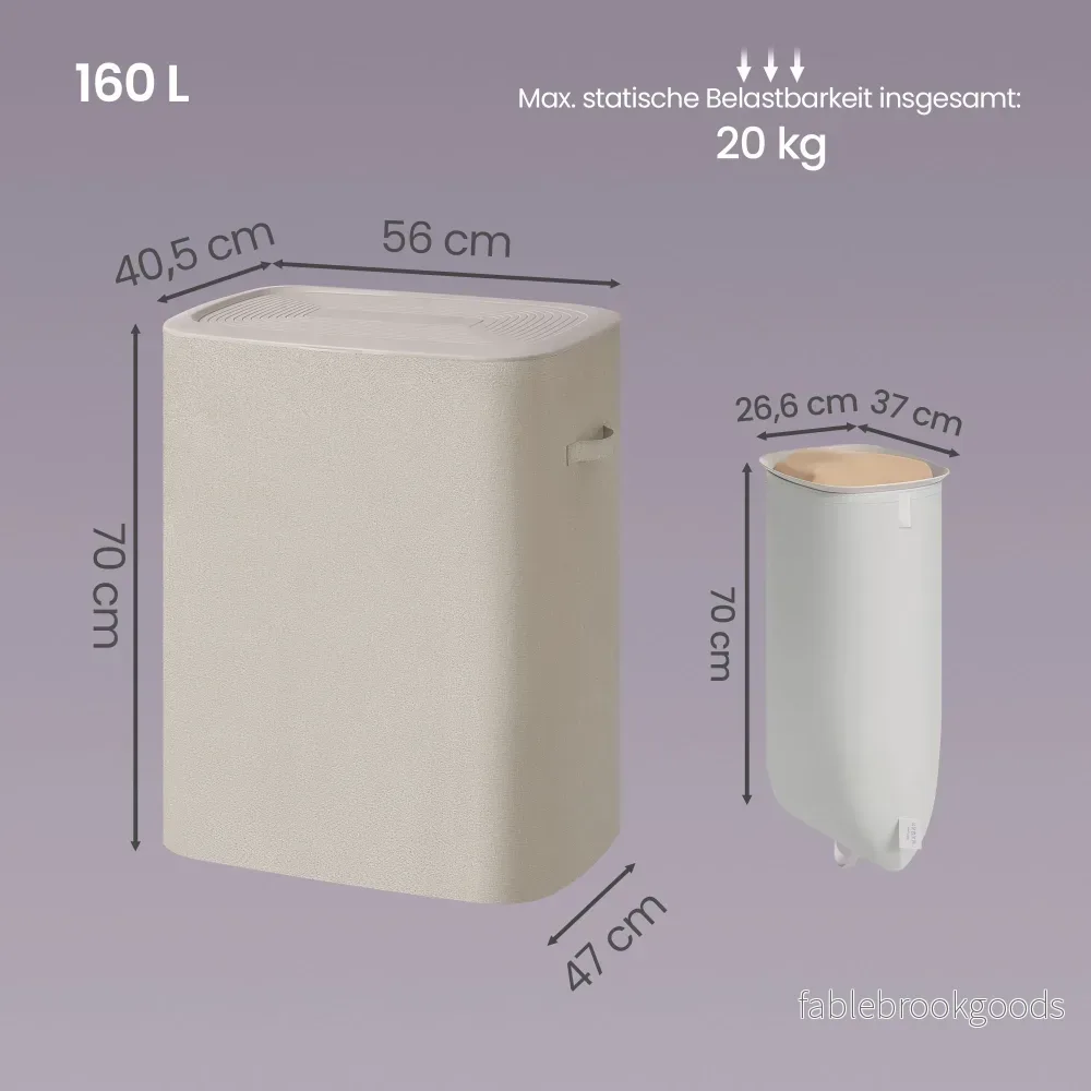 Wassorteerder met Deksel - 2 Vakken - 160 Liter - Cappuccinobeige - Bild 2