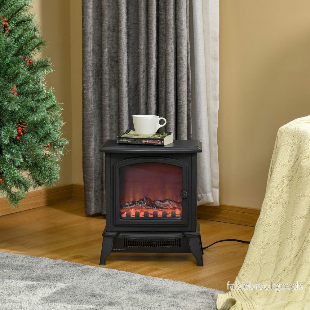 Fristående elektrisk öppen spis med LED Flame, 2000W, Svart - Bild 2