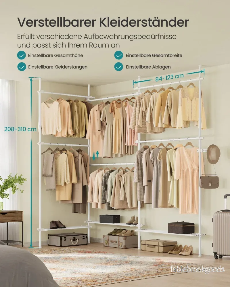 Klädställ – högt i tak – stål och plast – matt vit - Bild 3