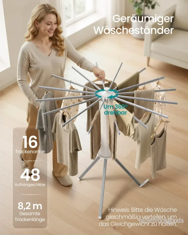 Wasdroogrek - 112 x 112 x 122 cm - Opvouwbaar - Draagbaar - Zilver - Max. draagkracht 24 kg - Bild 3