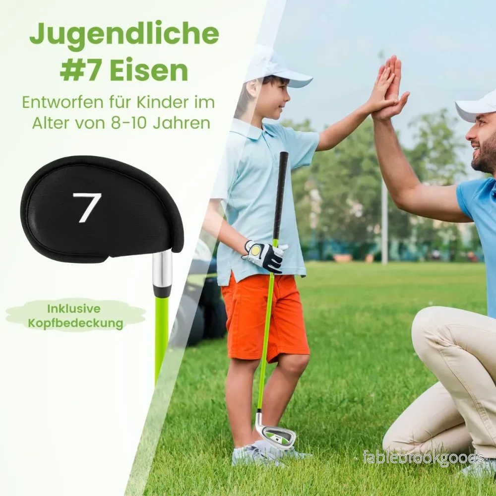 Golf – Iron för barn med klubböverdrag Single tillverkad av aluminium högerhänta – 7 – Grön - Bild 2