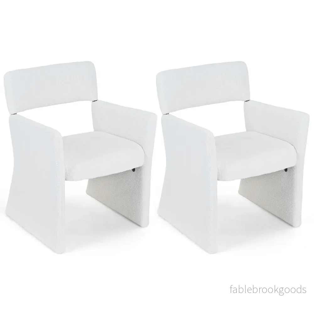 2‑pack – fåtöljer, stoppad relaxfåtölj och läsfåtölj med andningsbart tyg, vitt – 63 x 62 x 83 cm