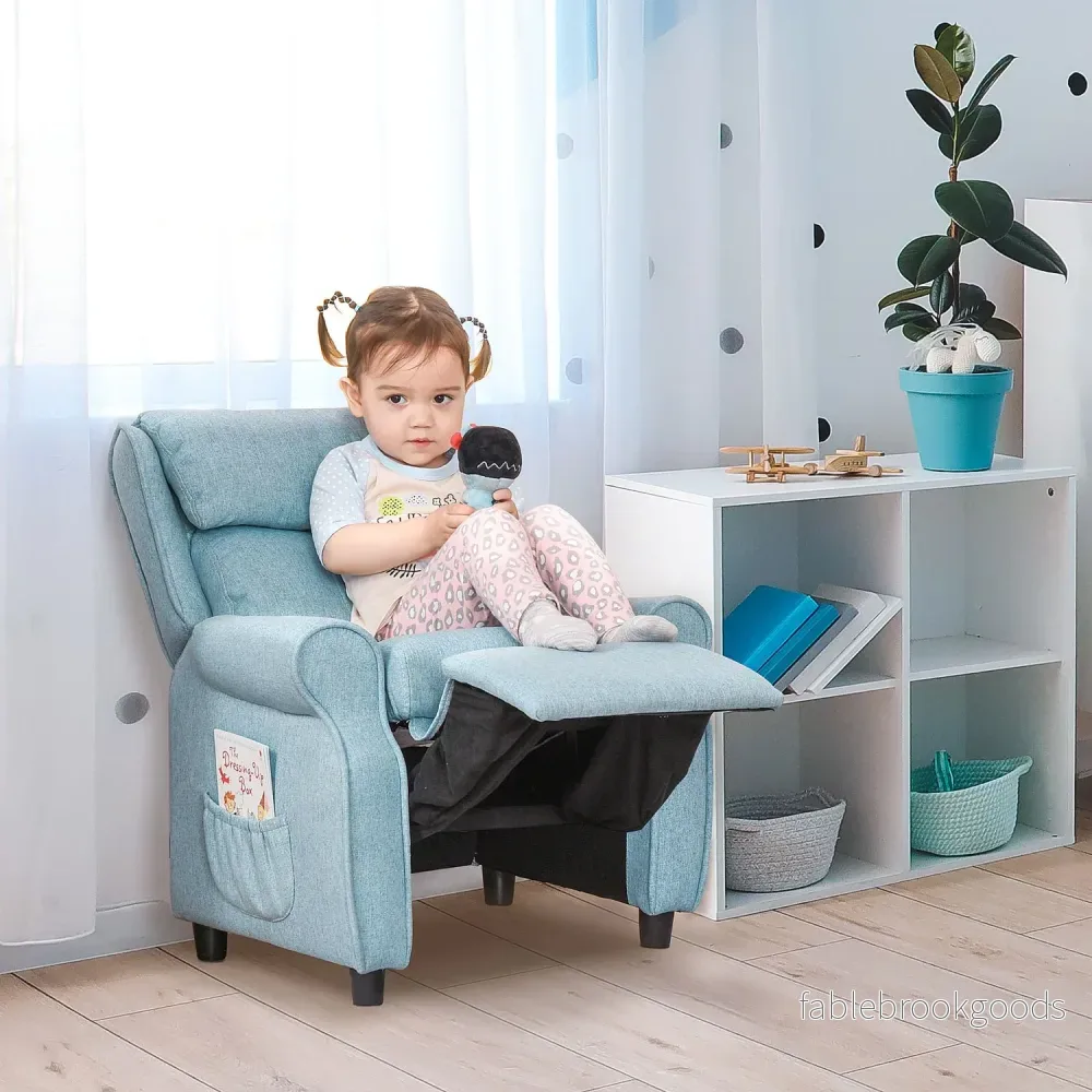 Blå barnsoffa med fällbar sits & fotstöd, 3-5 år - Bild 2