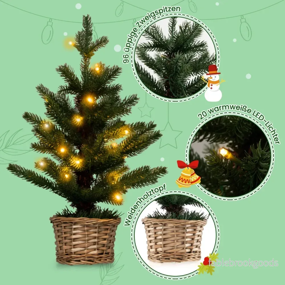Liten – julgran upplyst för hemmakontoret – 48 cm – Grön - Bild 3