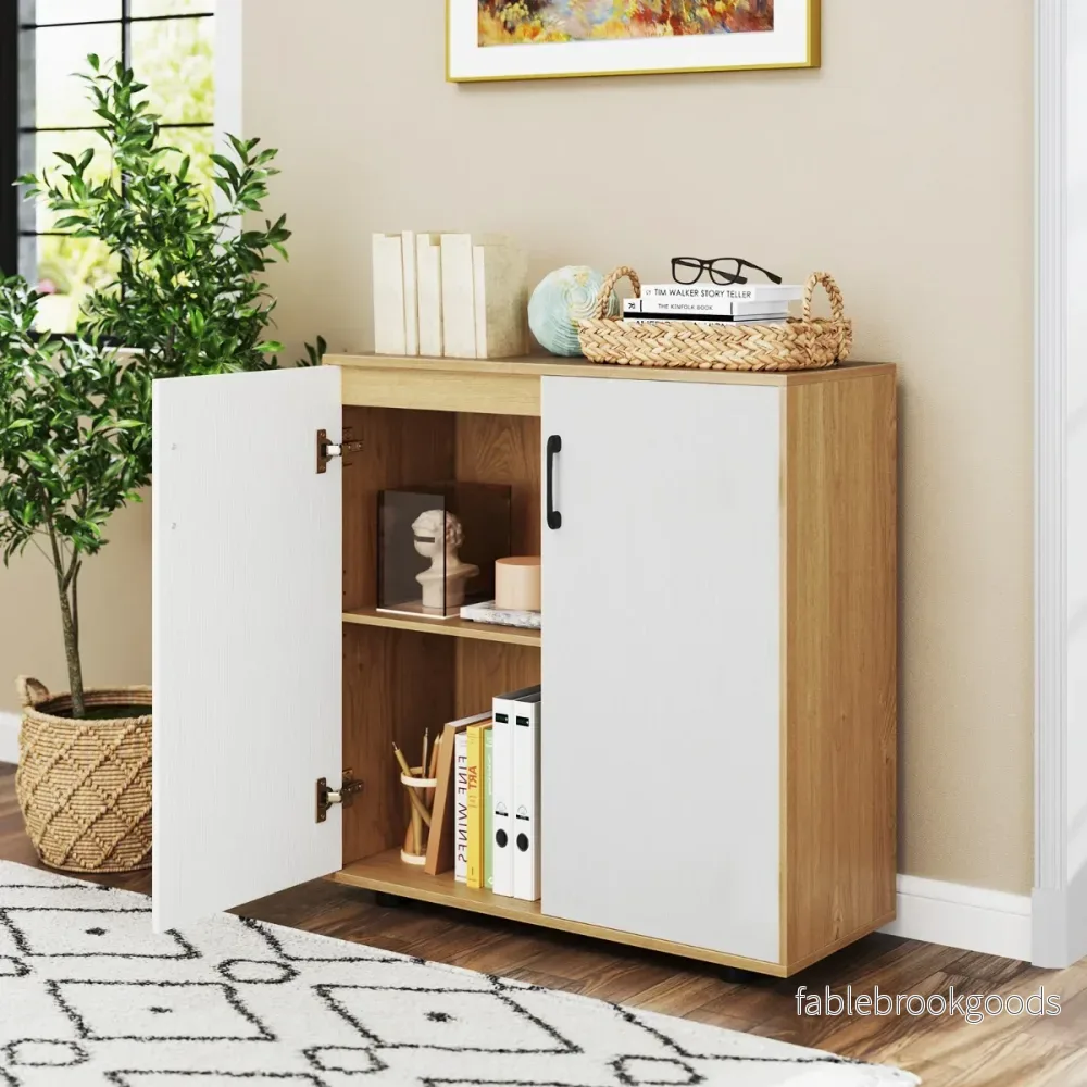 Skåp – med dörrar och justerbar hylla, sidobord, i – . – Natur - Bild 3