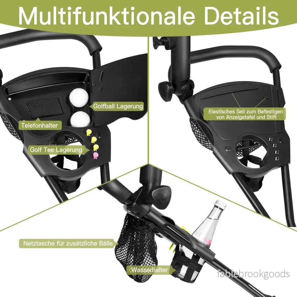 hjulig – golfvagn Vikbar i järn med justerbart TPR handtag Metall – 3 – Svart - Bild 3