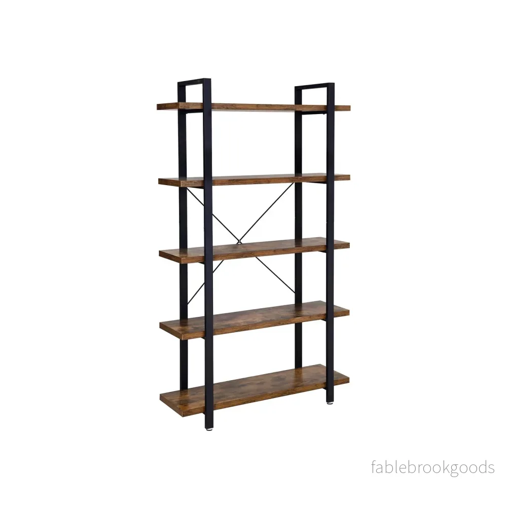 Bokhylla – Fristående med 5 hyllor – Vintage brun-svart Bokhylla – Fristående med 5 hyllor – Vintage brun-svart