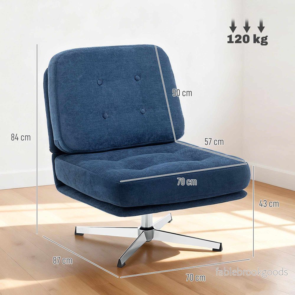 Chenille fåtölj, 360 graders vridbar, 70 cm sittbredd - Bild 3