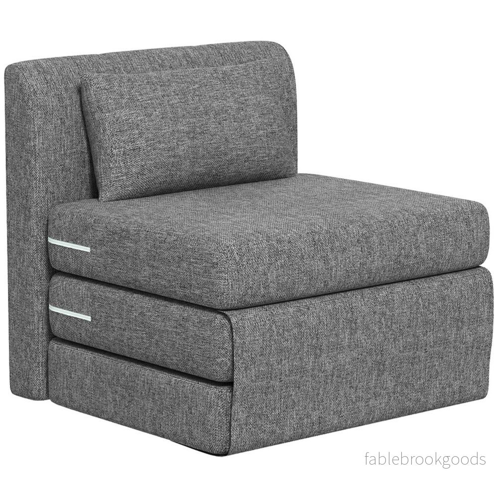 Bäddsoffa och golvstol, 240 kg belastning, grått linne Bäddsoffa och golvstol, 240 kg belastning, grått linne