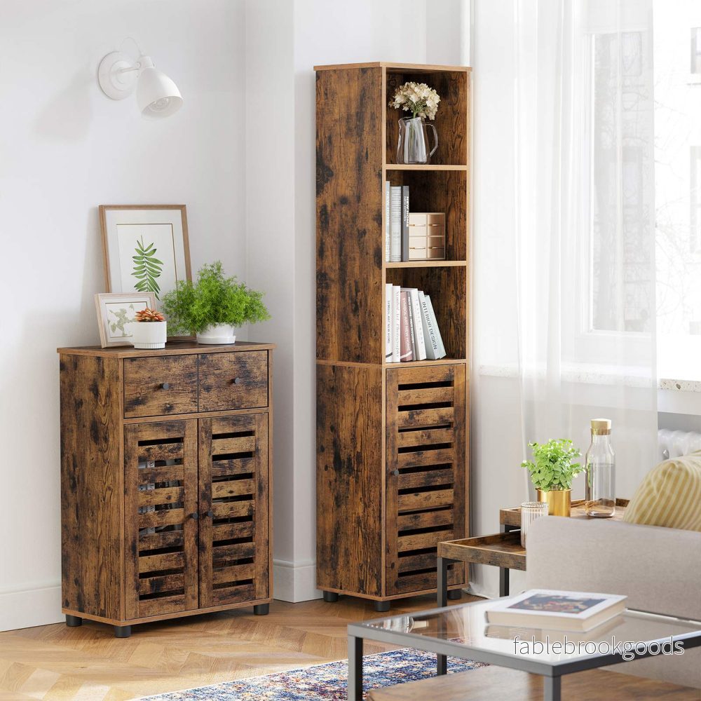 Badrumsskåp – vintagestil – brun - Bild 3