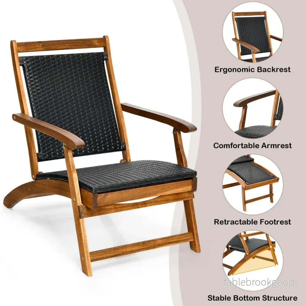 Sonnenhängare – Hopfällbar Trädgårdshängare med Utdragbar Fotdel och Ergonomisk Ryggstöd – Brun - Bild 3