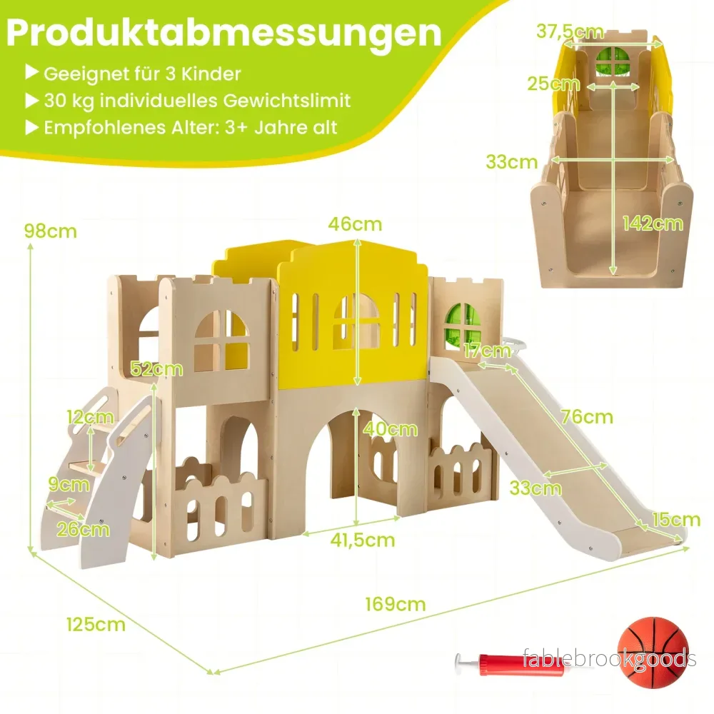 i – småbarnsrutschkana med klätterstege, basketkorg, tunnel och förvaringsutrymme, barnrutschkana – 7 1 – Färgglad - Bild 2