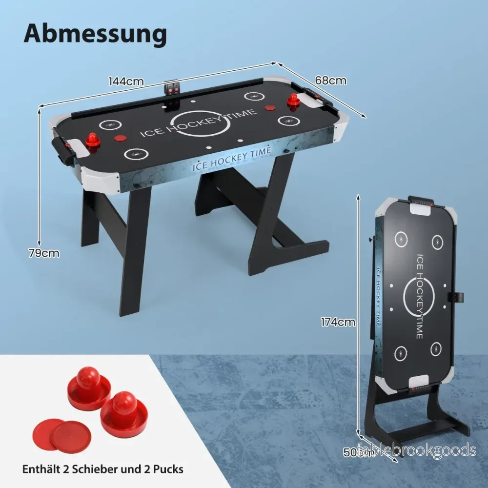 Fällbar – Airhockeybord med LED display och 12V motor Elektriskt luft – Svart - Bild 2