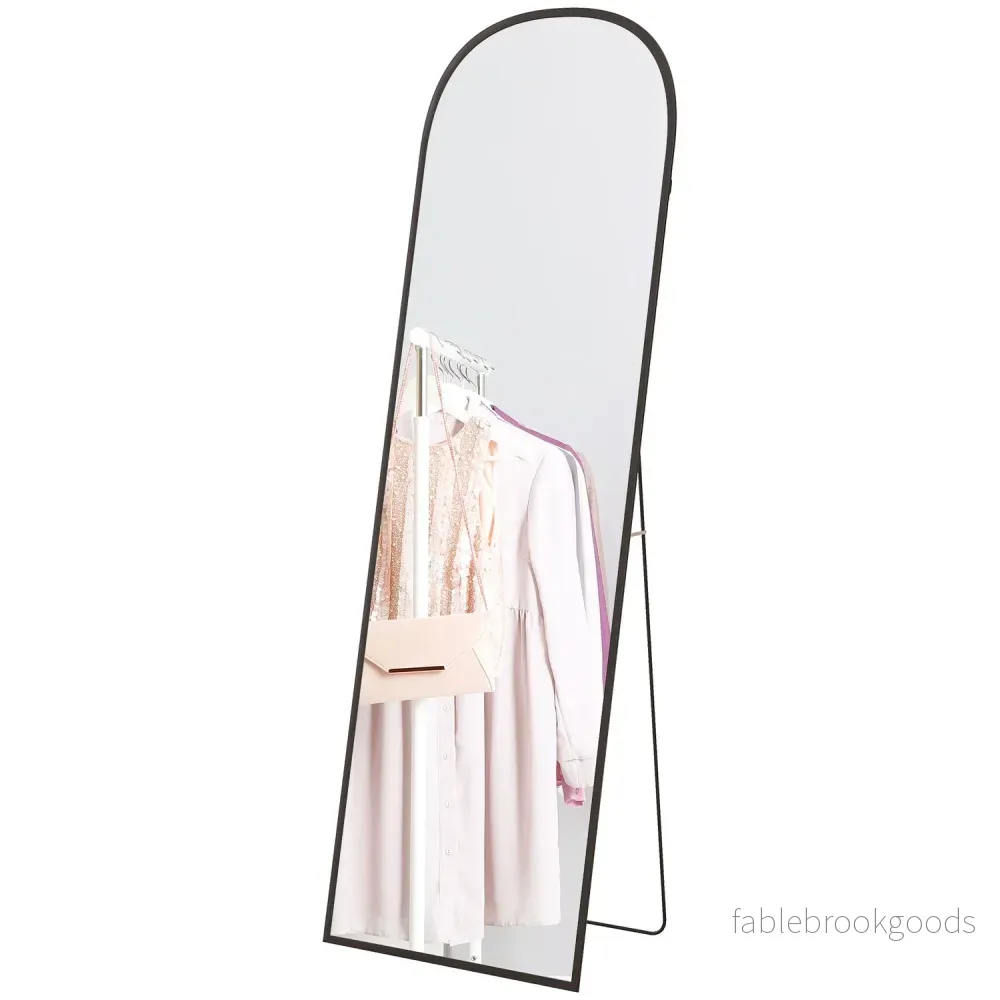 Hellängds stående spegel med stativ, svart 64""x20""
