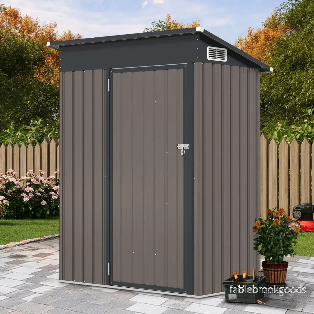 Trädgårdshus – Metall | m³ redskapsbod med pulpettak – 150 x 90,5 x 185 cm 1,5 – Ljusgrå - Bild 3