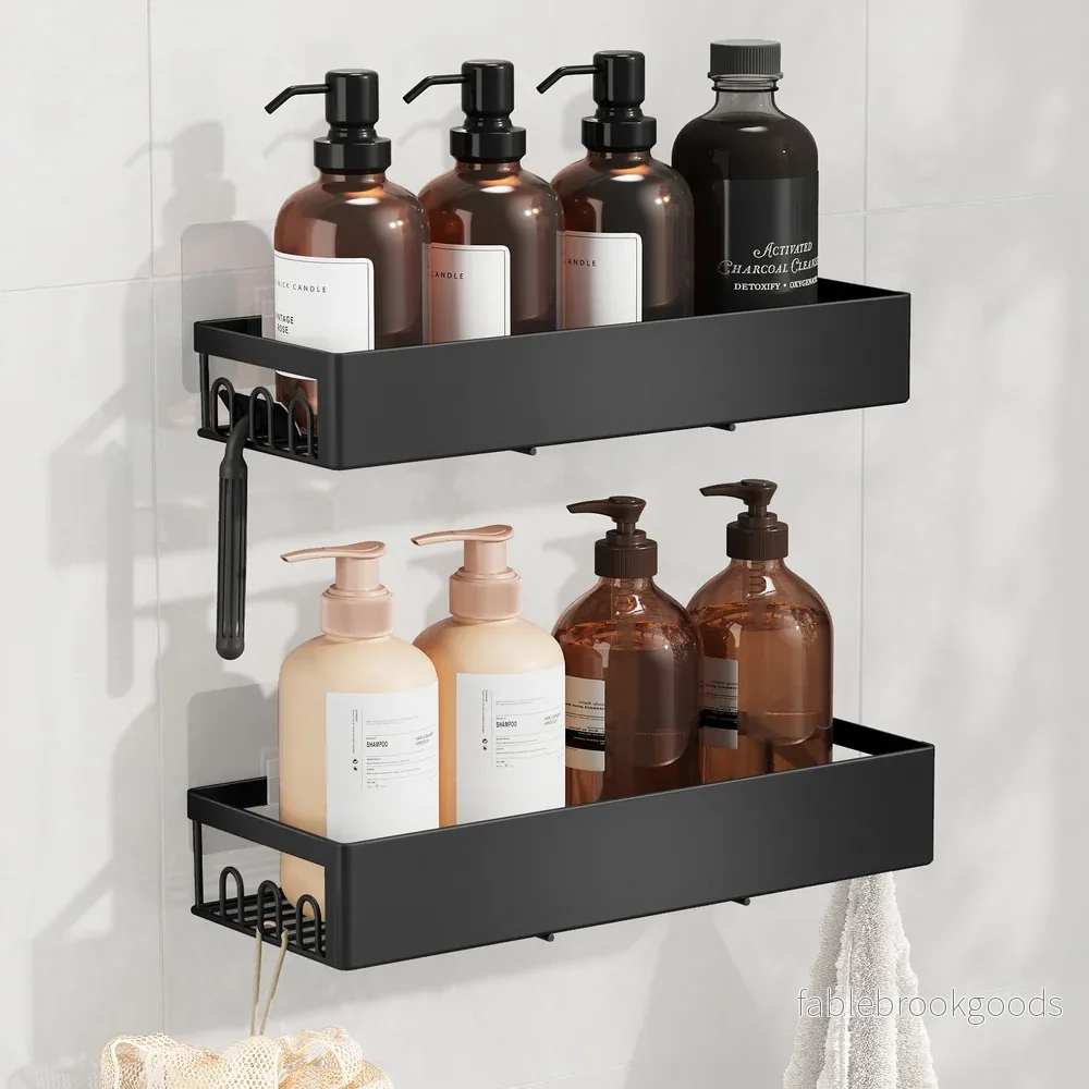Doucheplank – Set van 2 – Zonder Boren – Zelfklevend – Zwart