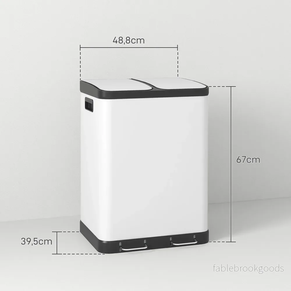 Dubbelfackspapperskorg, 2 x 30L, Pedal, Grå - Bild 3