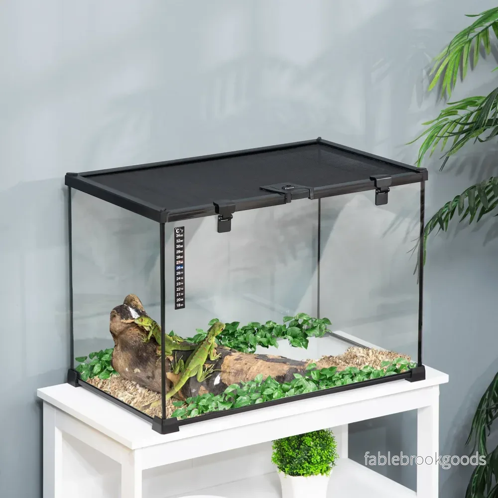Reptilterrarium i glas med termometer, 50x30x35cm - Bild 2