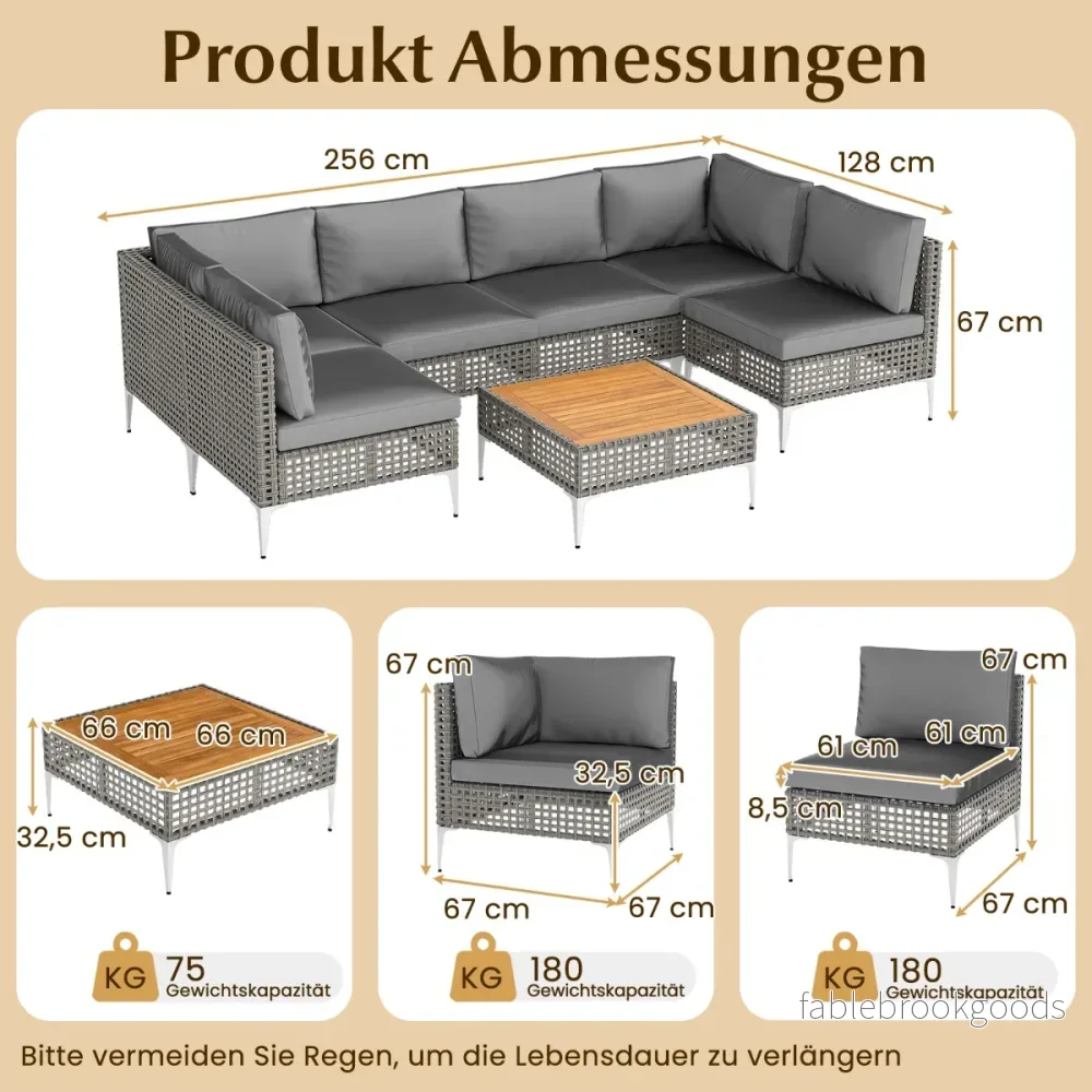 Delat – Lounge möbler utomhus rattan med bord och kuddar fritt kombinerbara set – 7 – Grå - Bild 2