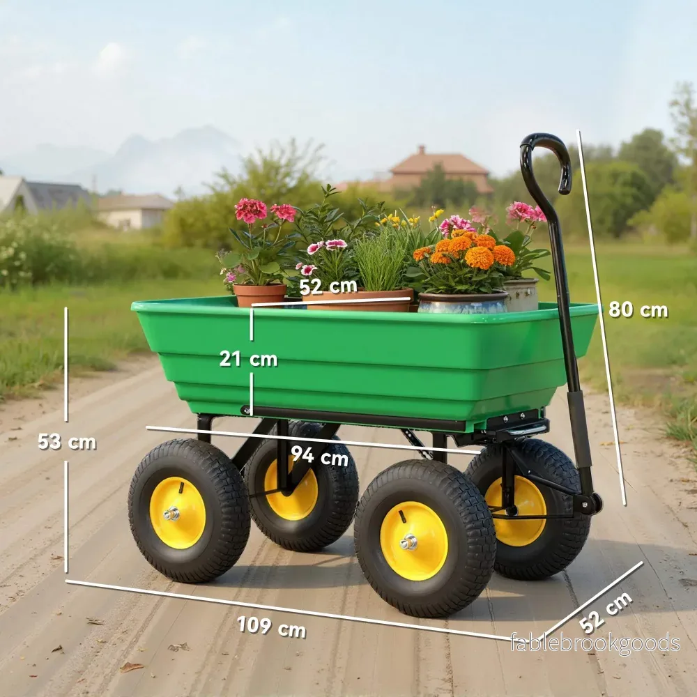 Trädgårdsvagn med tippfunktion, 75 l, 200 kg kapacitet - Bild 3