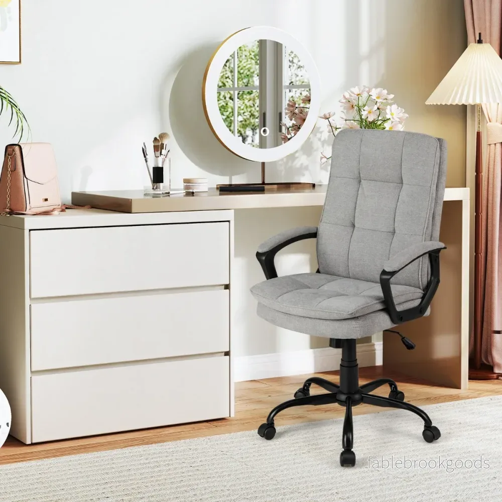 Ergonomisk – kontorsstol med armstöd och hjul Höj sänkbar snurrstol Datorstol – Grå - Bild 3
