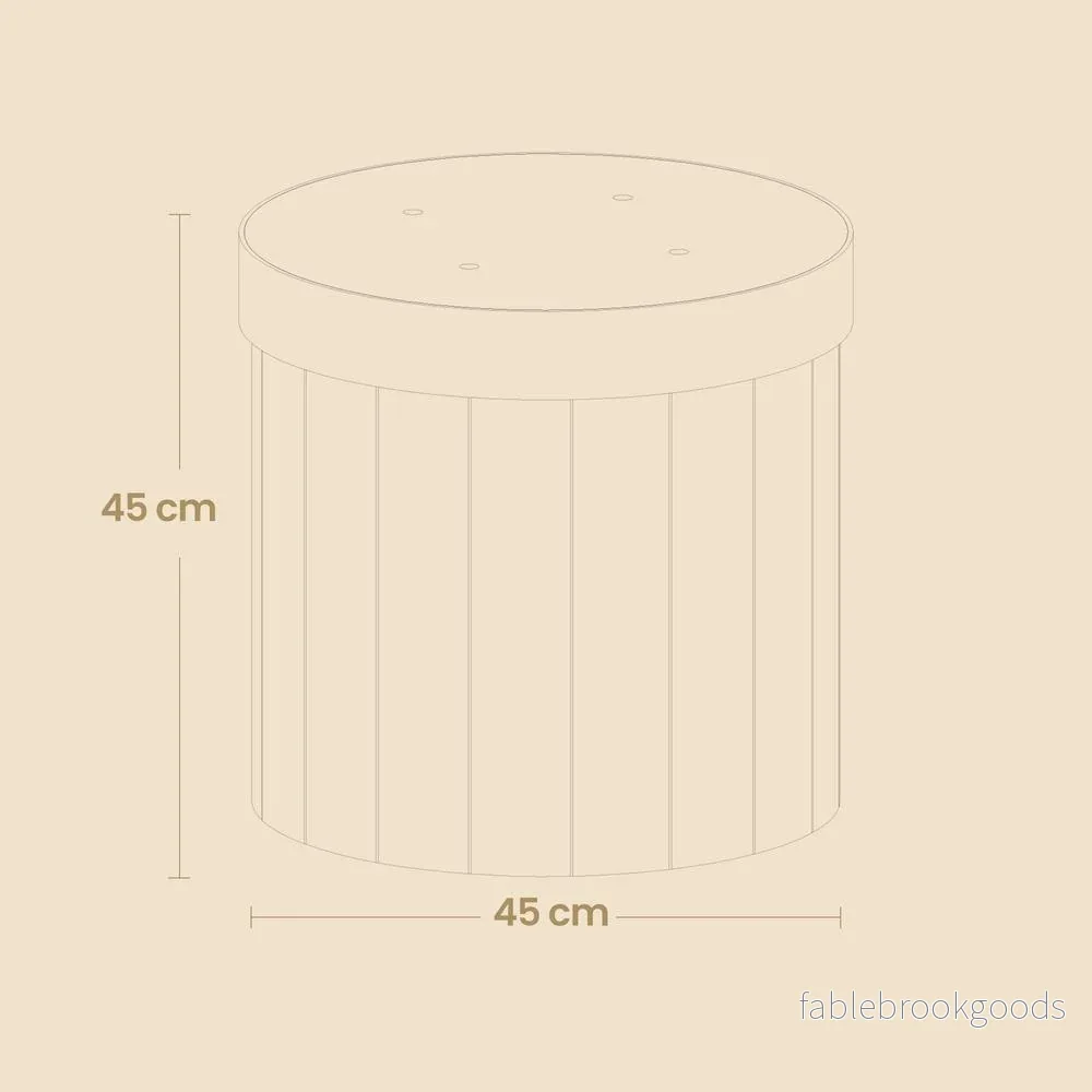Poef - Rond - Met Opbergruimte - Afneembaar Deksel - Cappuccino Beige - Bild 2
