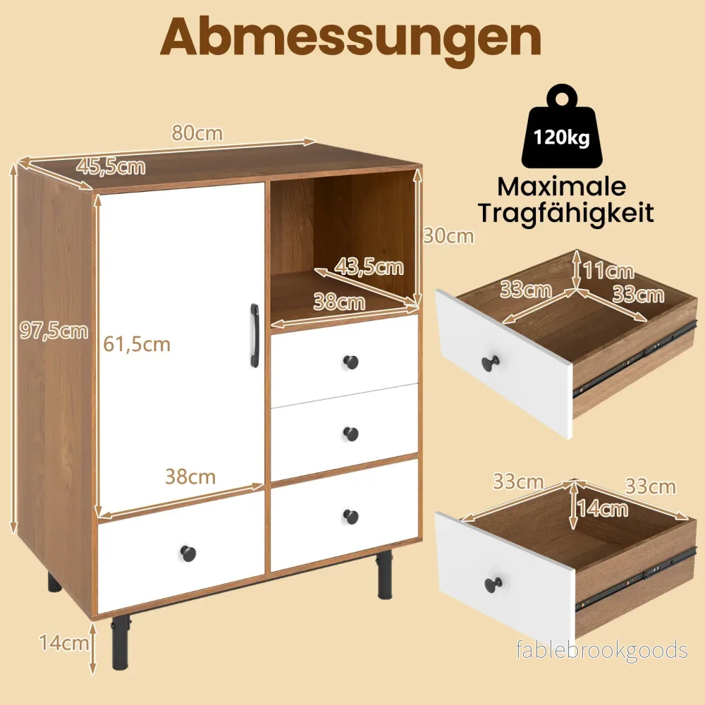 Buffet – sido bord medeltida modern förvaringsskåp med lådor och öppen hylla i – 4 – Natur - Bild 2