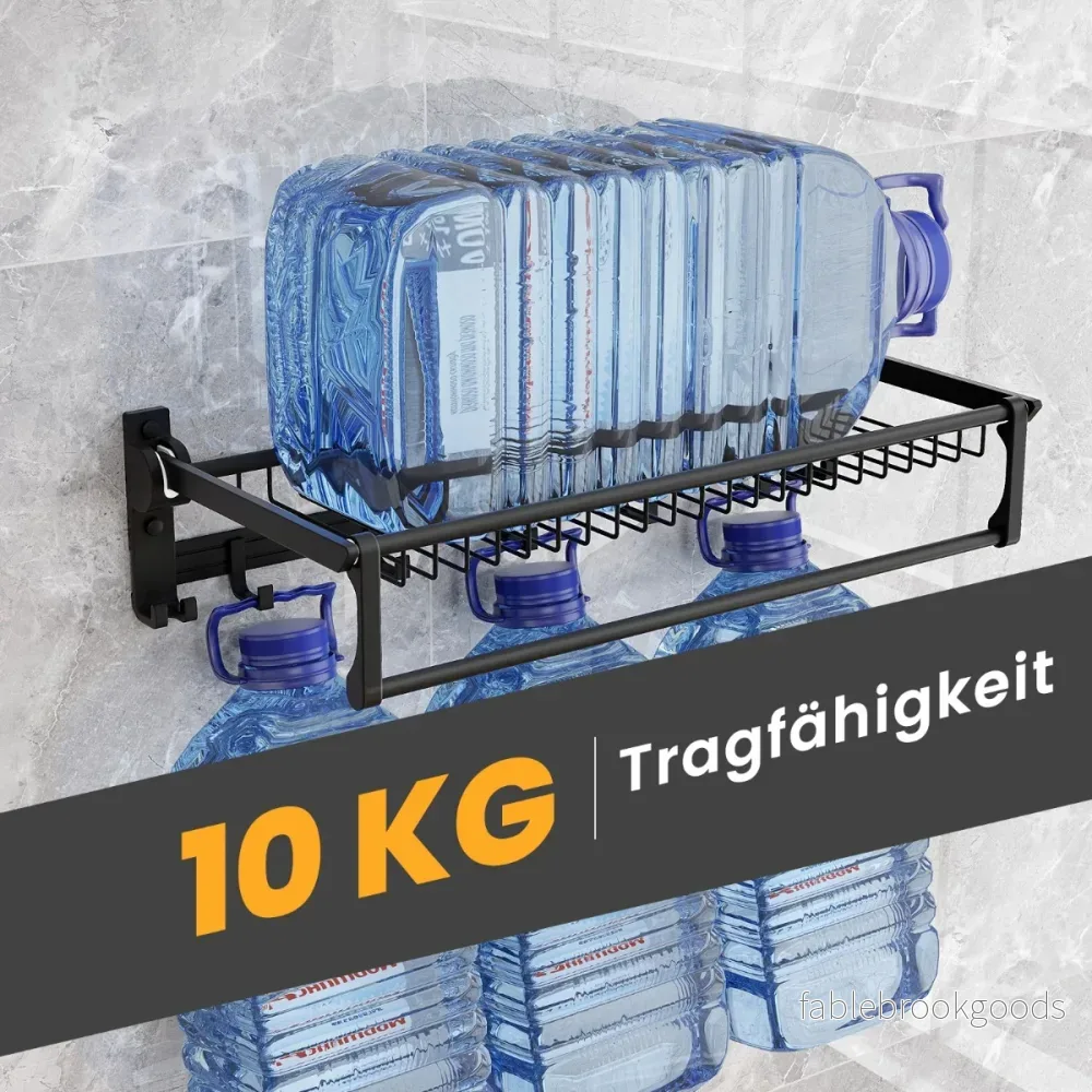 Vikbar – handdukshållare med justerbar handduksstång och rörliga krokar Handdukshängare – Svart - Bild 3
