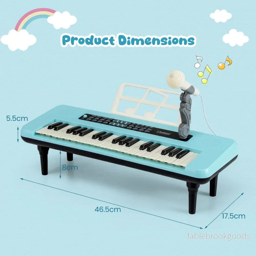 tangent – elektronisk piano med mikrofon och notställ avtagbar ben – 37 – Blå - Bild 2