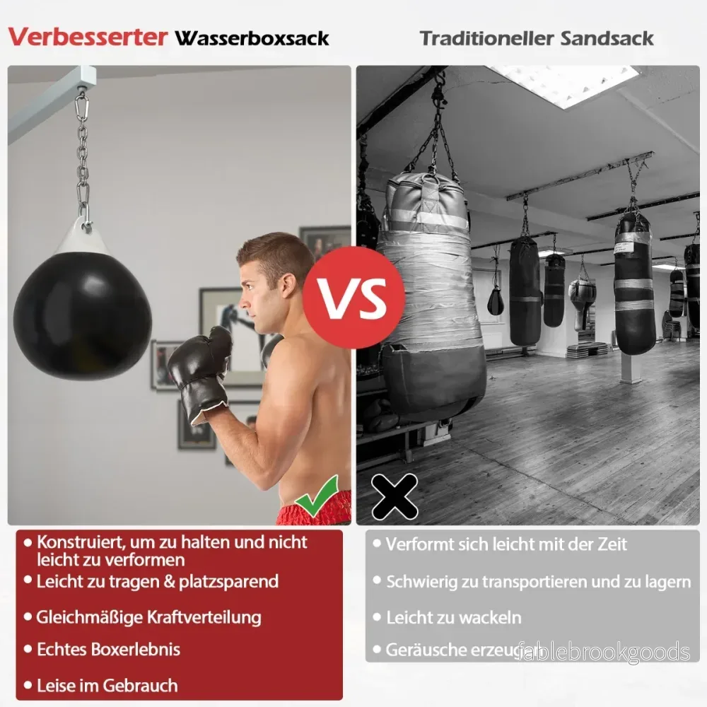 Vattenbokssäck – Boxningssäck med justerbar metallkedja – 50 kg Ø 45 cm – Svart - Bild 2