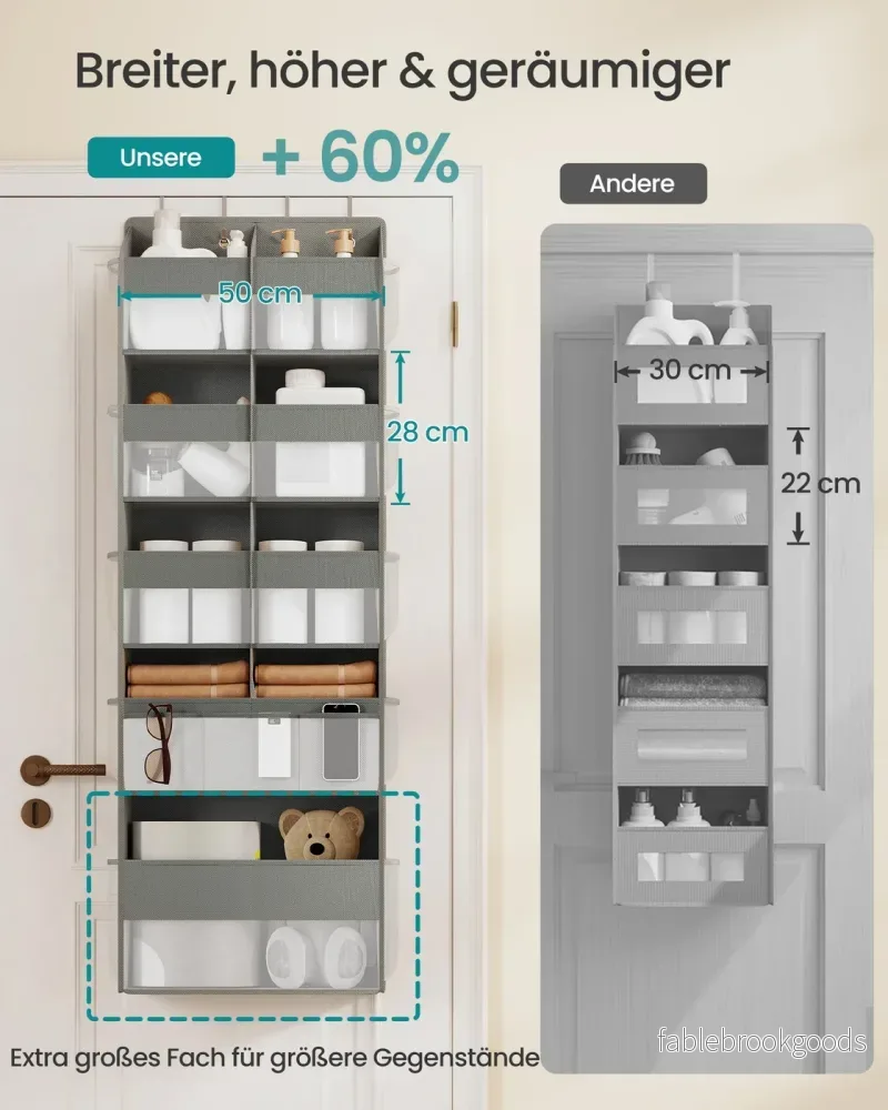 Deurorganizer - 17 x 50 x 150 cm - 9 vakken, 10 zijvakken - opvouwbaar - transparant - duifgrijs - maximaal 20 kg - Bild 3