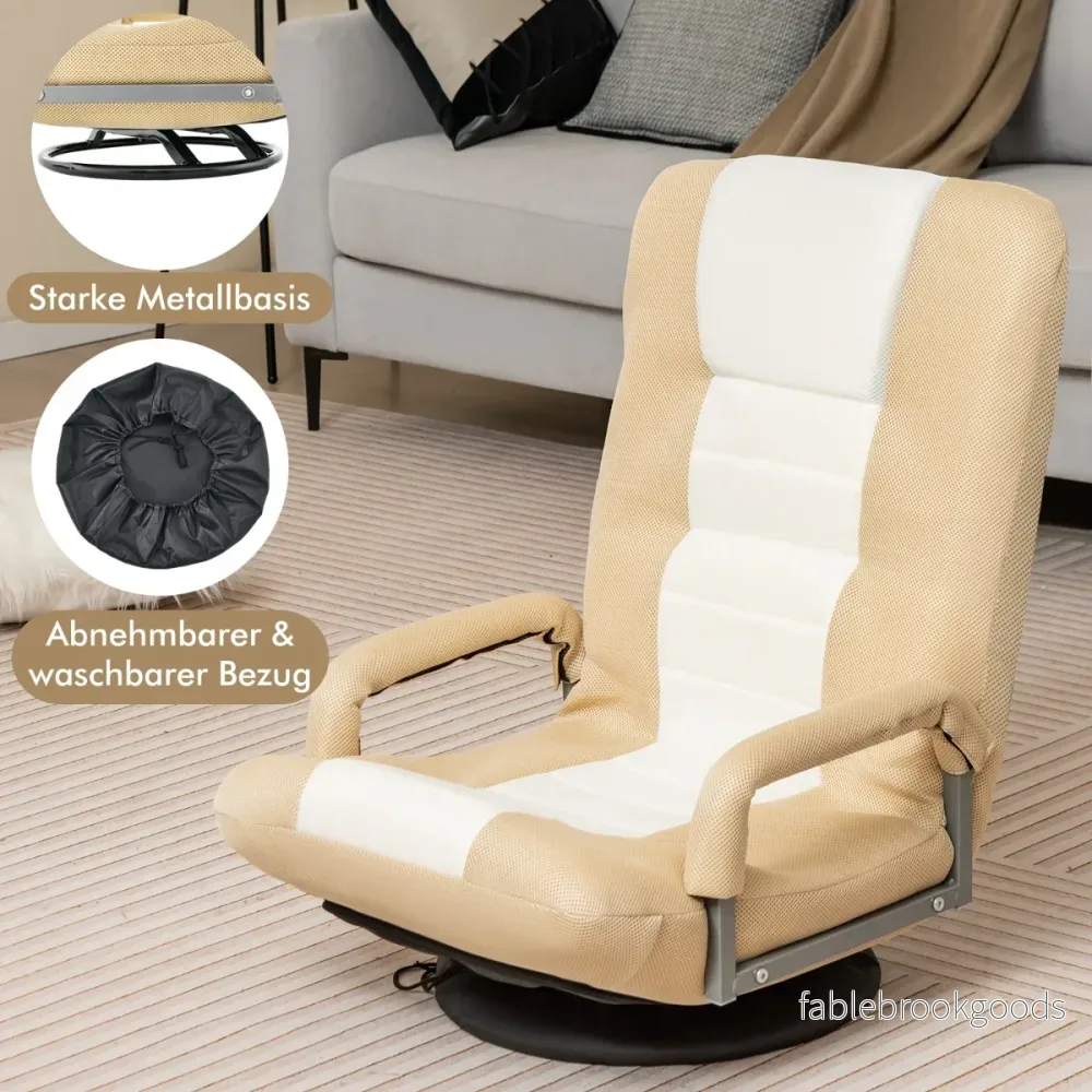 360° – roterande golvstol med vägs justerbart ryggstöd – 6 – Beige - Bild 3
