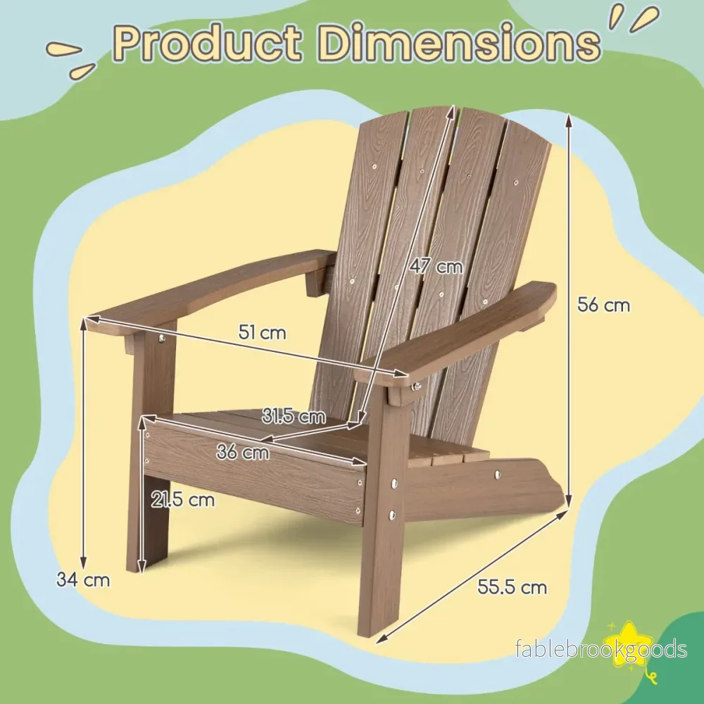 Barn – Adirondack Stol Av HIPS Med Ergonomiskt Ryggstöd – Brun - Bild 2
