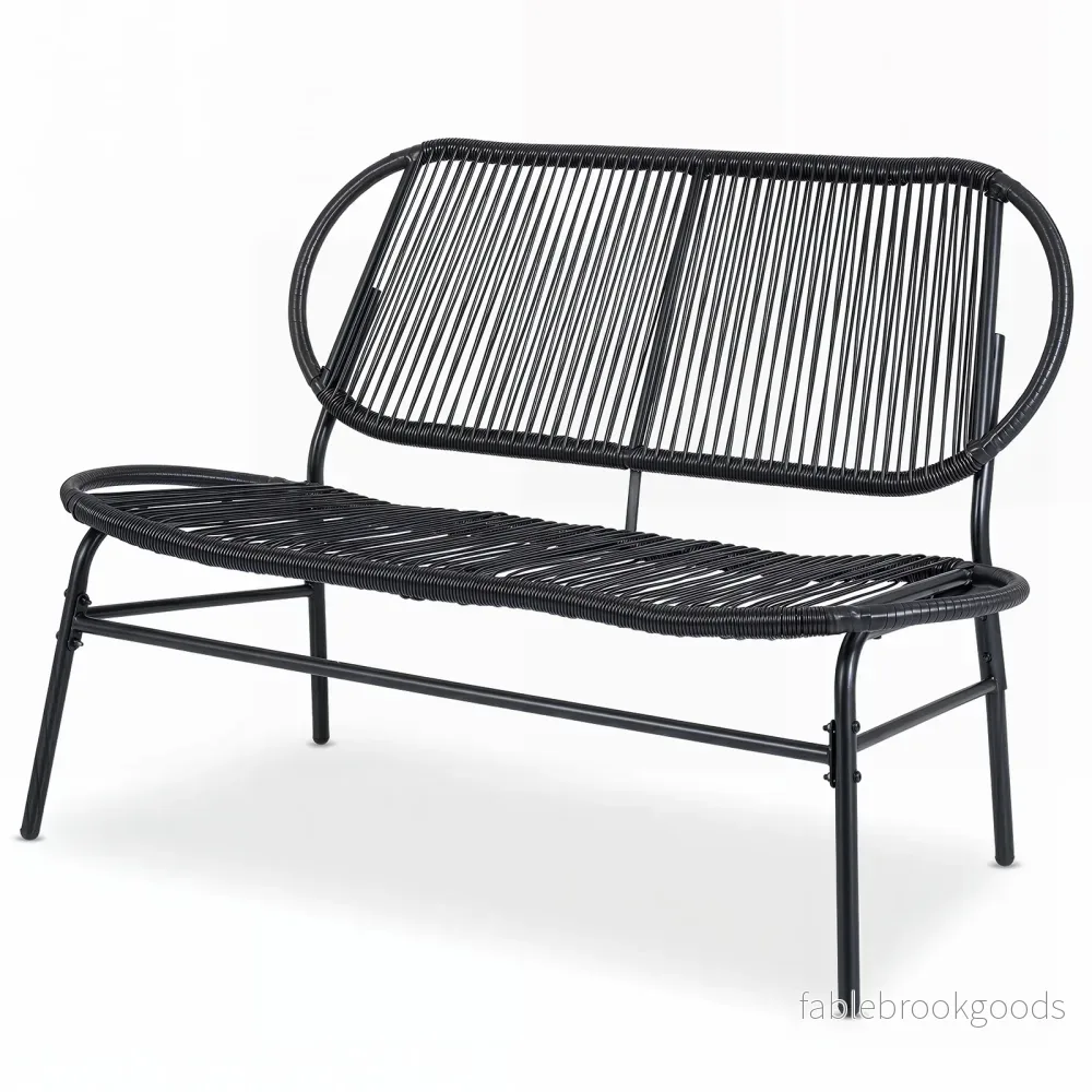 delars – trädgårdsmöbelset, sittgrupp med trädgårdsbänk, fåtöljer och glasbord, terrassmöbel metallram – 4 2