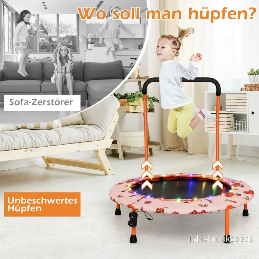 Barnstudsmatta – ministudsmatta med LED belysning ochamp; avtagbart handtag – Ø 92 cm – Orange - Bild 2