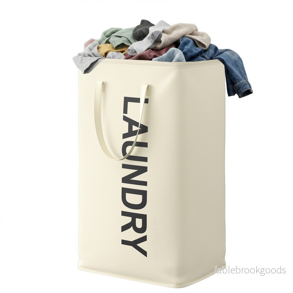 Opvouwbare Wasmand - 80 Liter - Met Handvatten - Oxford Stof - Wit - Bild 2