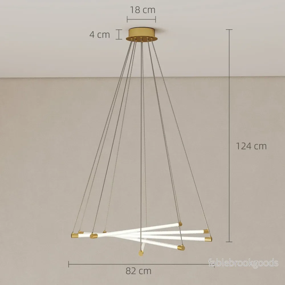 Justerbar LED-taklampa, 50W, 5 rör, guld/vit - Bild 3