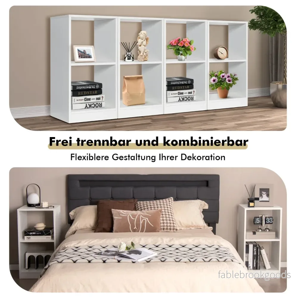Set – med bokhyllor i trä nivåer och anti lutningsskydd – 2 2 38 x 33 x 72,5 cm – Vit - Bild 2