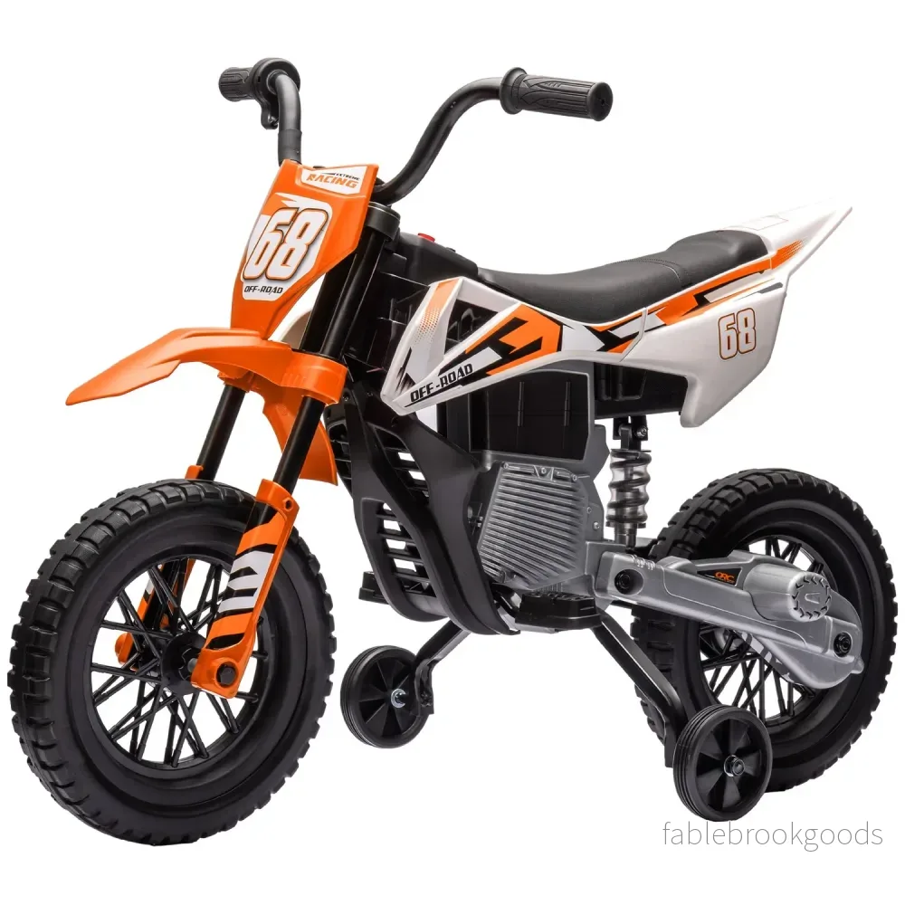 Elmotorcykel för barn, 12V, Musik, Träningshjul, Orange Elmotorcykel för barn, 12V, Musik, Träningshjul, Orange